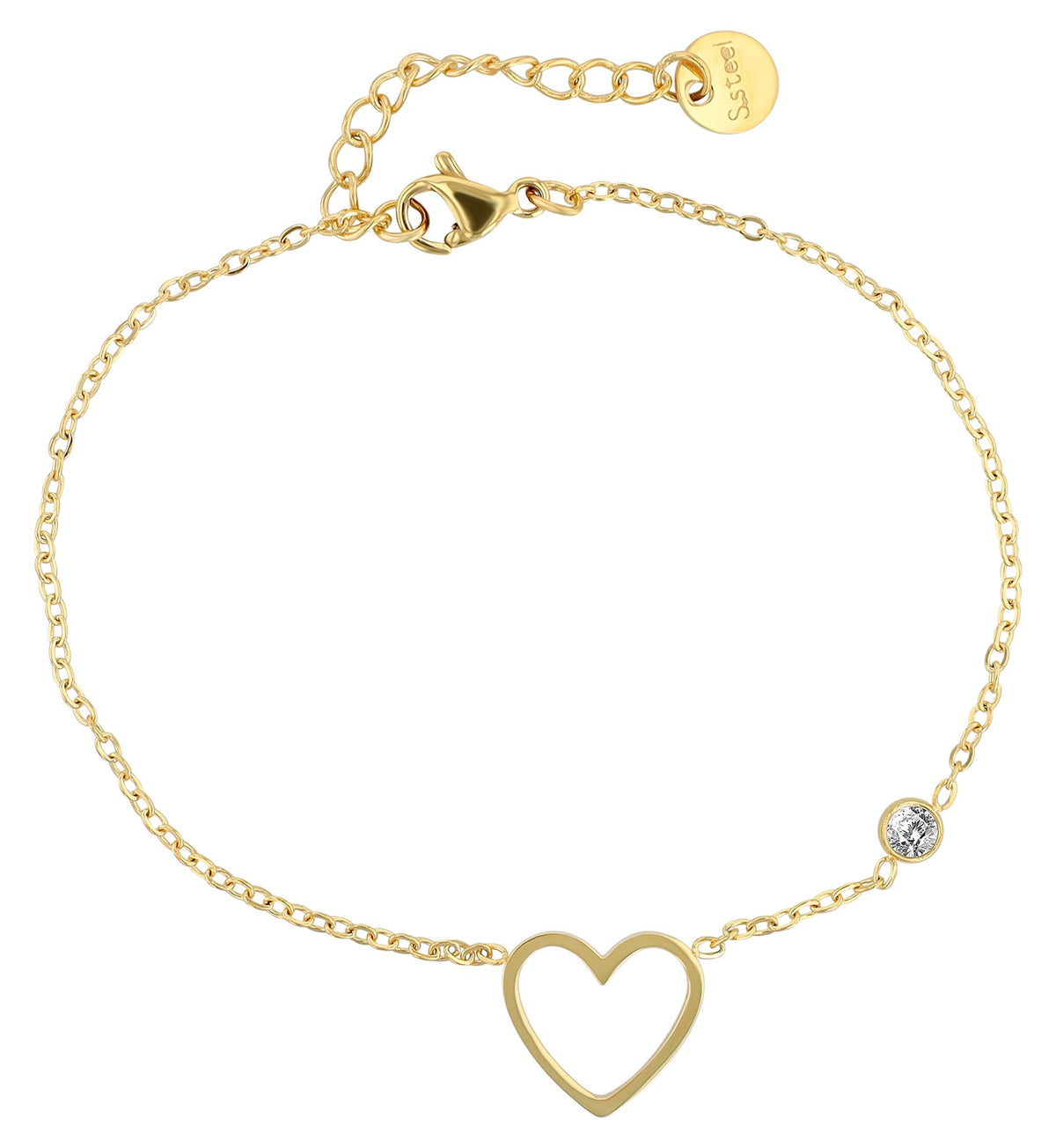 Anjul Edelstahl-Armband mit Herzanhänger & Zirkonia | Gold | Akzent