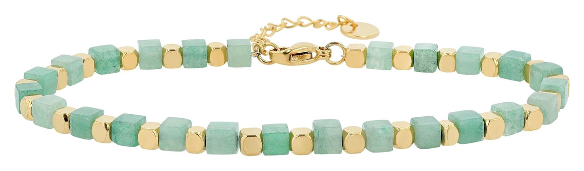 "Trix" Armband | Edelstahl & grüner Aventurin | goldfarben | 17,5 + 3 cm | Akzent