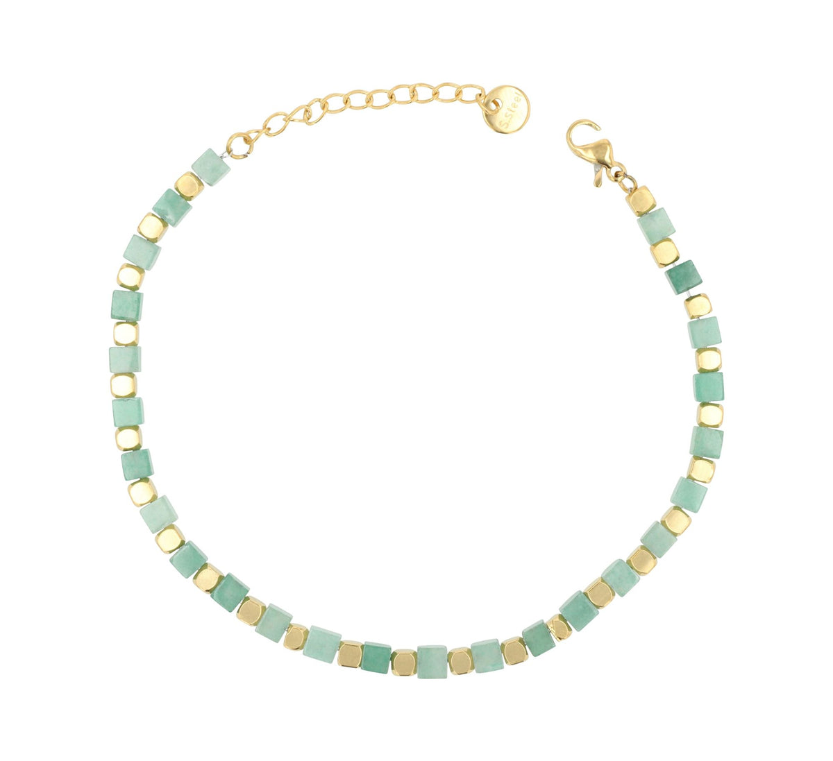 "Trix" Armband | Edelstahl & grüner Aventurin | goldfarben | 17,5 + 3 cm | Akzent