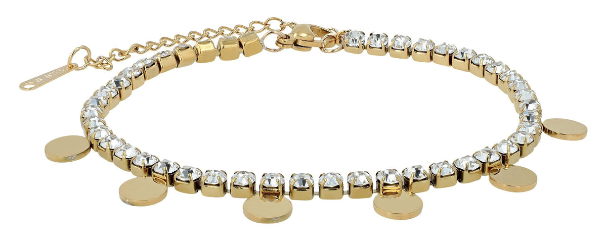 Taline Edelstahl-Tennisarmband mit Gravurplättchen | Gold | Akzent