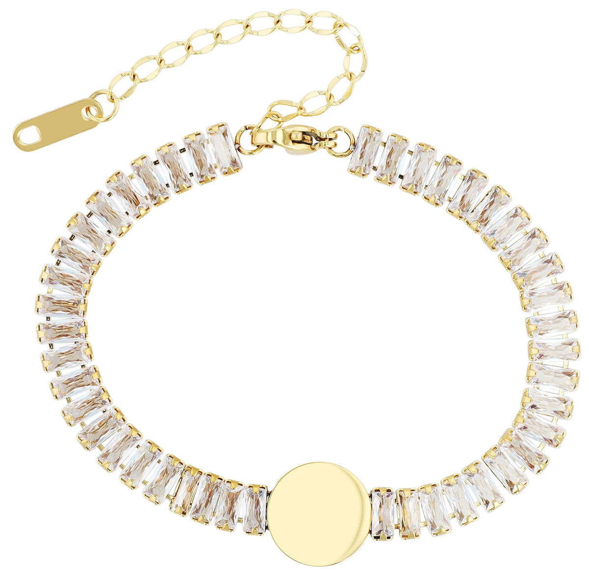 "Alexis" Armband mit Gravurplatte & Zirkonia | goldfarben | Edelstahl | Akzent