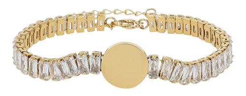 "Alexis" Armband mit Gravurplatte & Zirkonia | goldfarben | Edelstahl | Akzent