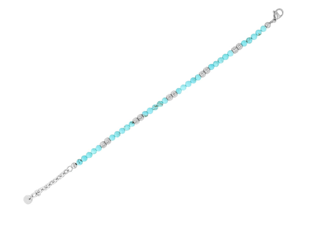 "Willow" Armband | Edelstahl & Türkis Naturstein | silberfarben | 17 + 3 cm | Akzent