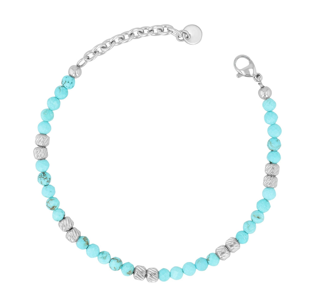 "Willow" Armband | Edelstahl & Türkis Naturstein | silberfarben | 17 + 3 cm | Akzent