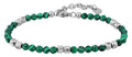 "Willow" Armband | Edelstahl & Malachit Naturstein | silberfarben | 17 + 3 cm | Akzent