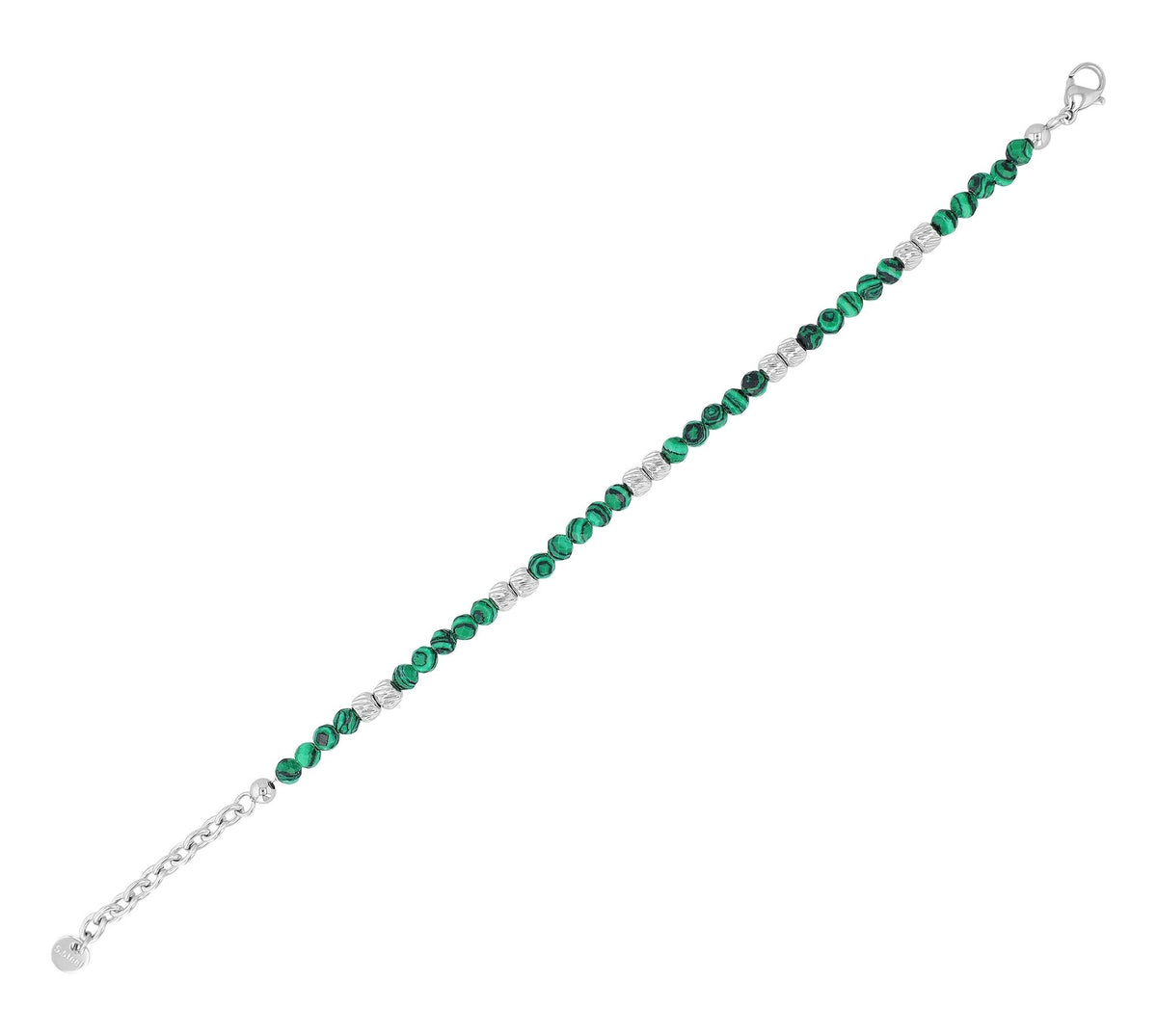 "Willow" Armband | Edelstahl & Malachit Naturstein | silberfarben | 17 + 3 cm | Akzent