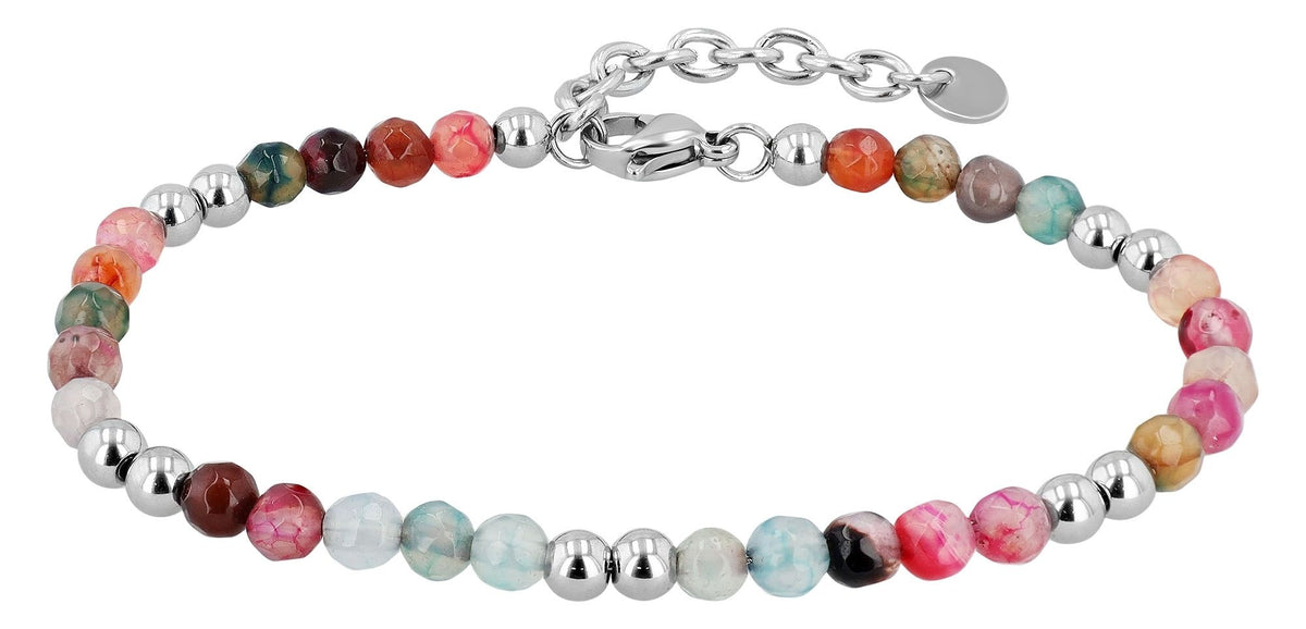 "Willow" Armband | Edelstahl & Turmalin Naturstein | silberfarben | 17 + 3 cm | Akzent