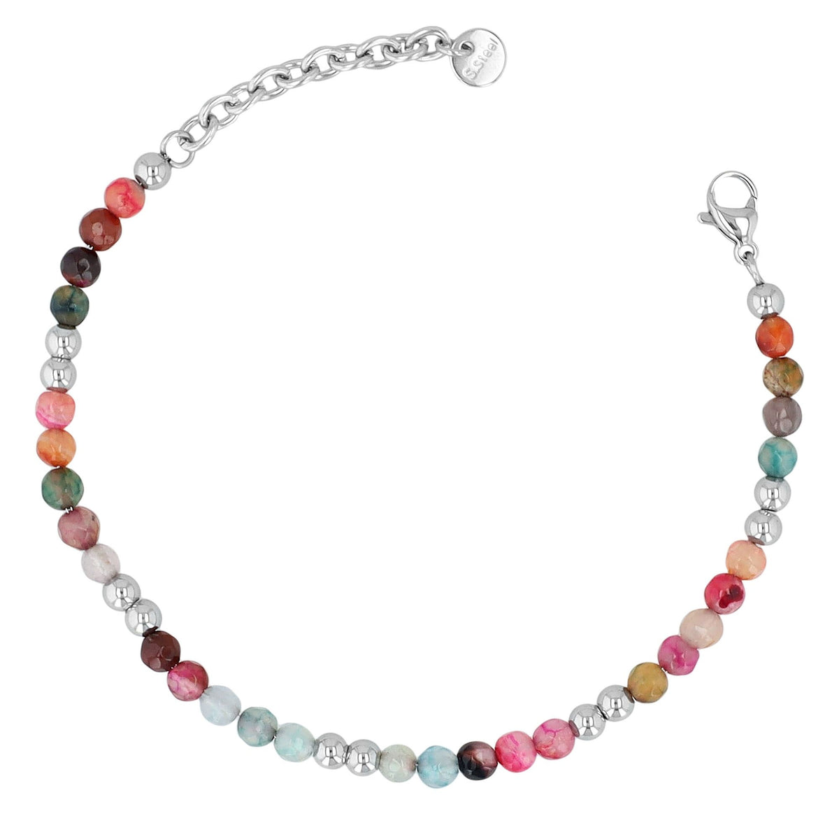 "Willow" Armband | Edelstahl & Turmalin Naturstein | silberfarben | 17 + 3 cm | Akzent