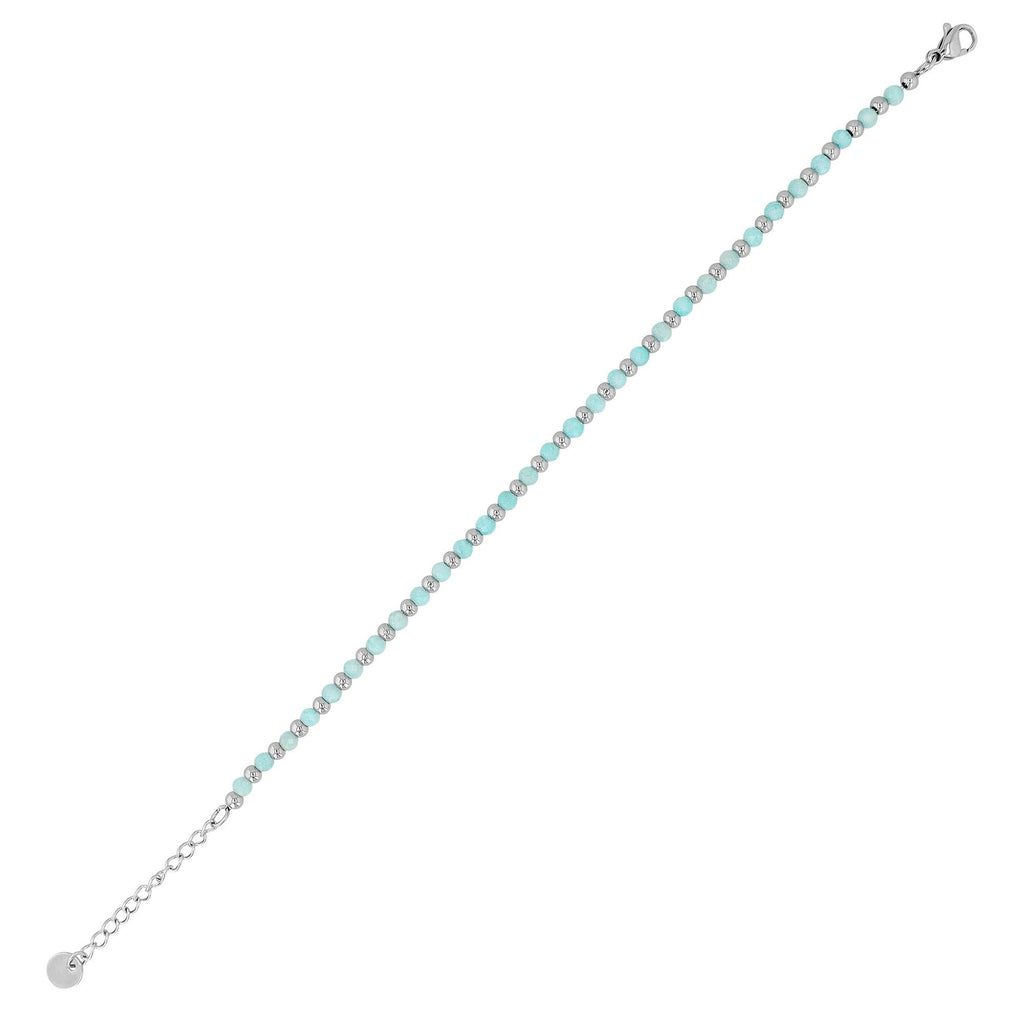 "Willow" Armband | Edelstahl & grüner Amazonit Naturstein | silberfarben | 17 + 3 cm | Akzent