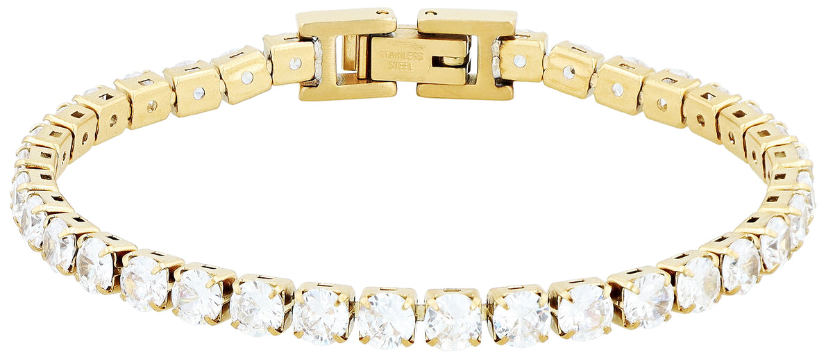 "Detta" Tennis-Armband mit Zirkonia | goldfarben | 16,5 + 2,5 cm | Akzent