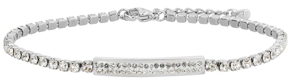 "Juna" Tennisarmband mit vollbesetzter ID-Platte | 16,5 + 4 cm