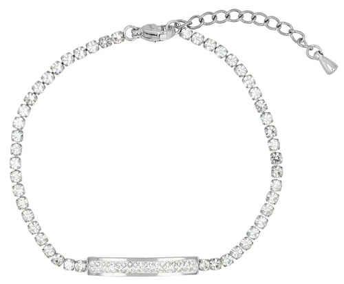 "Juna" Tennisarmband mit vollbesetzter ID-Platte | 16,5 + 4 cm