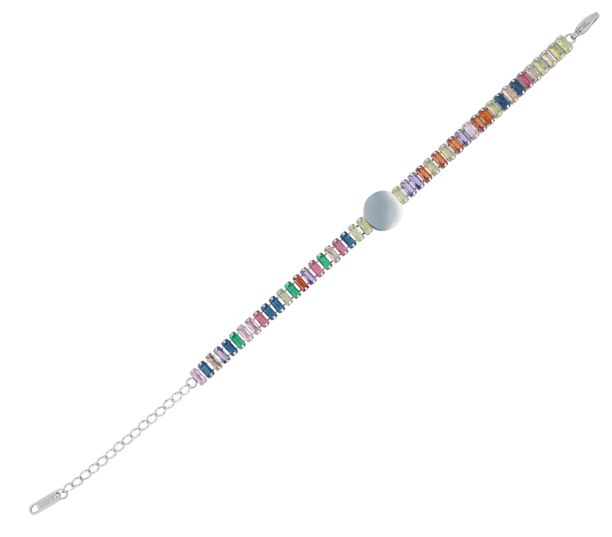 "Alexa" Armband mit Gravurplatte & Zirkonia Baguette | silberfarben | 18 cm | Akzent