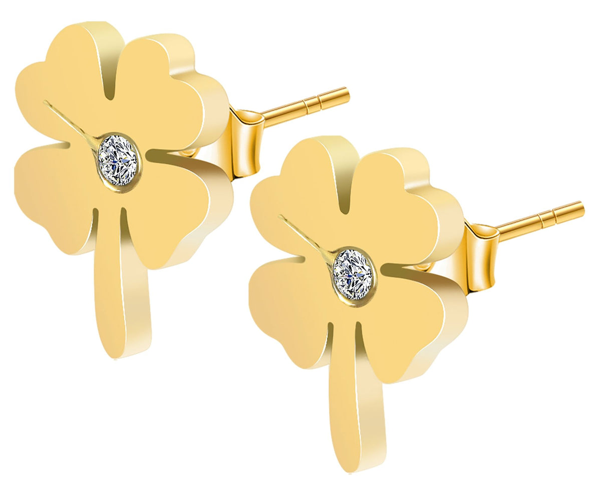 Akzent Ohrstecker "Dayna", Kleeblatt, Edelstahl, goldfarben