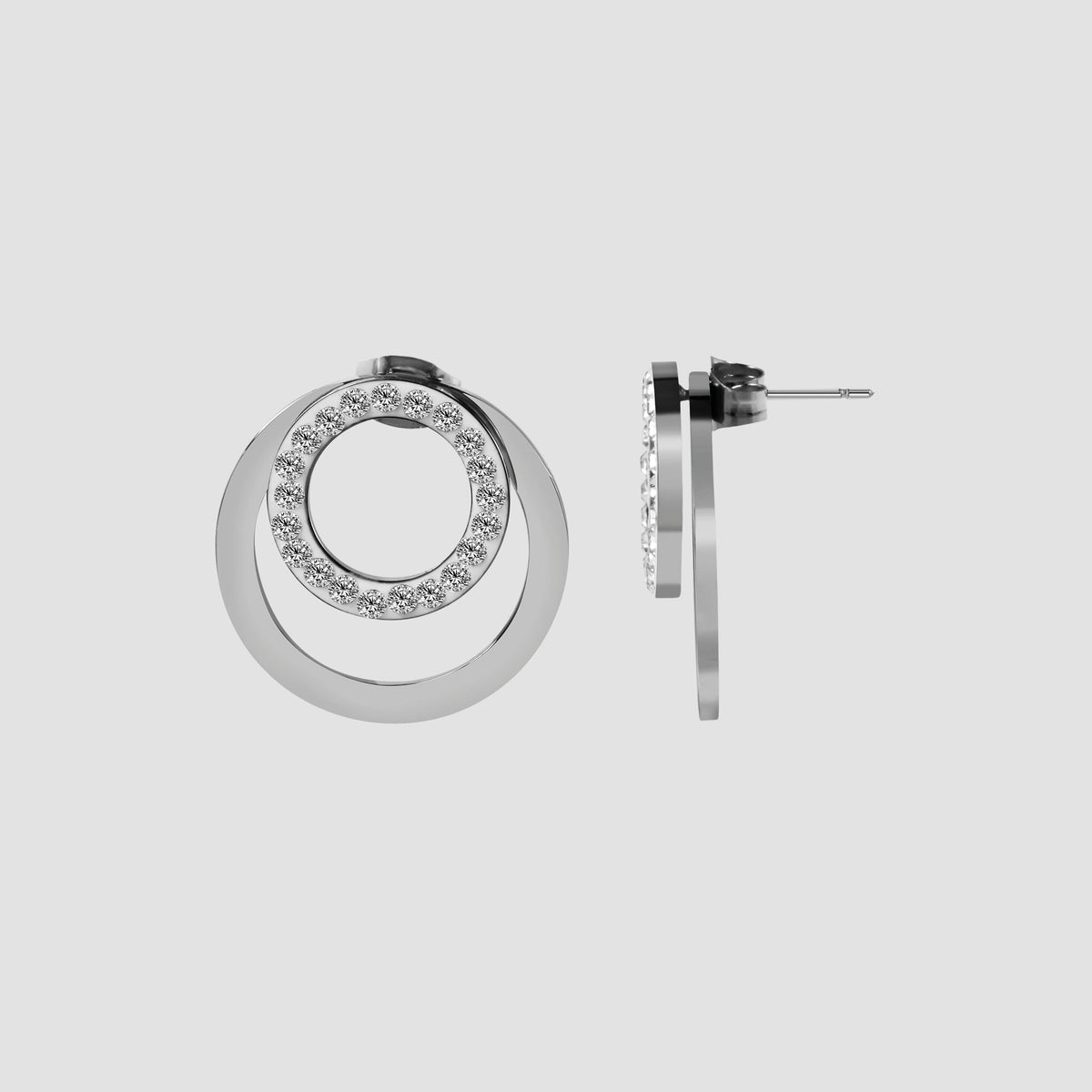 Akzent Ohrstecker "Elvy", Edelstahl, Similibesatz, silberfarben