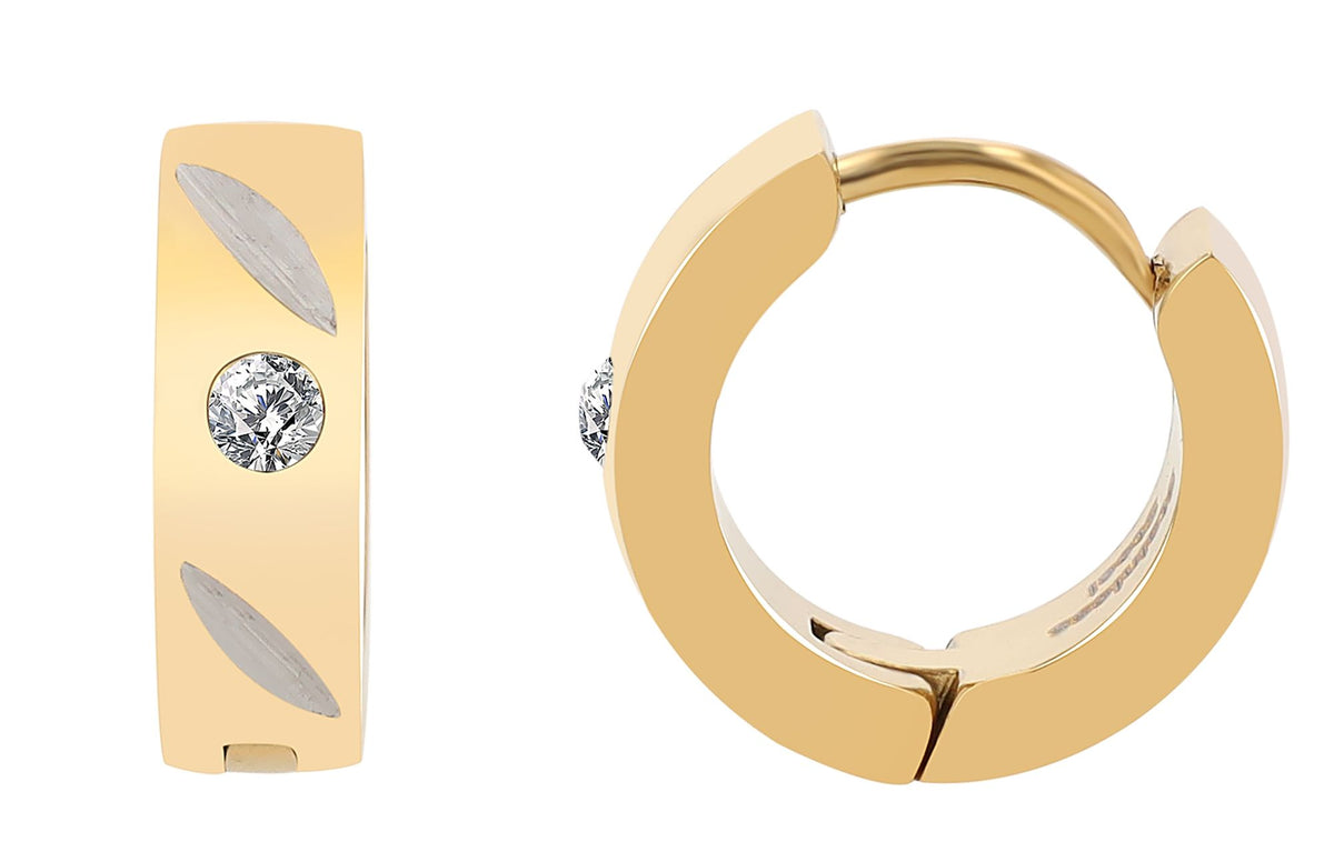 Akzent Glinda Klapp-Creolen Edelstahl goldfarben mit Similibesatz