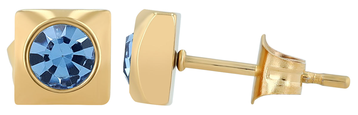 Akzent Ohrstecker "Juli", Edelstahl, Similibesatz blau, goldfarben