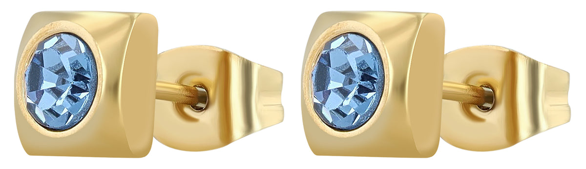 Akzent Ohrstecker "Juli", Edelstahl, Similibesatz blau, goldfarben