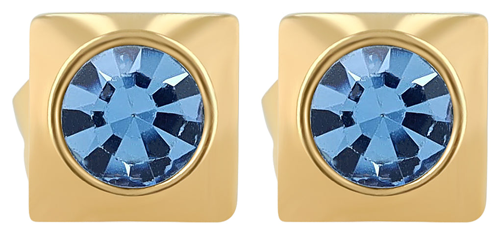Akzent Ohrstecker "Juli", Edelstahl, Similibesatz blau, goldfarben
