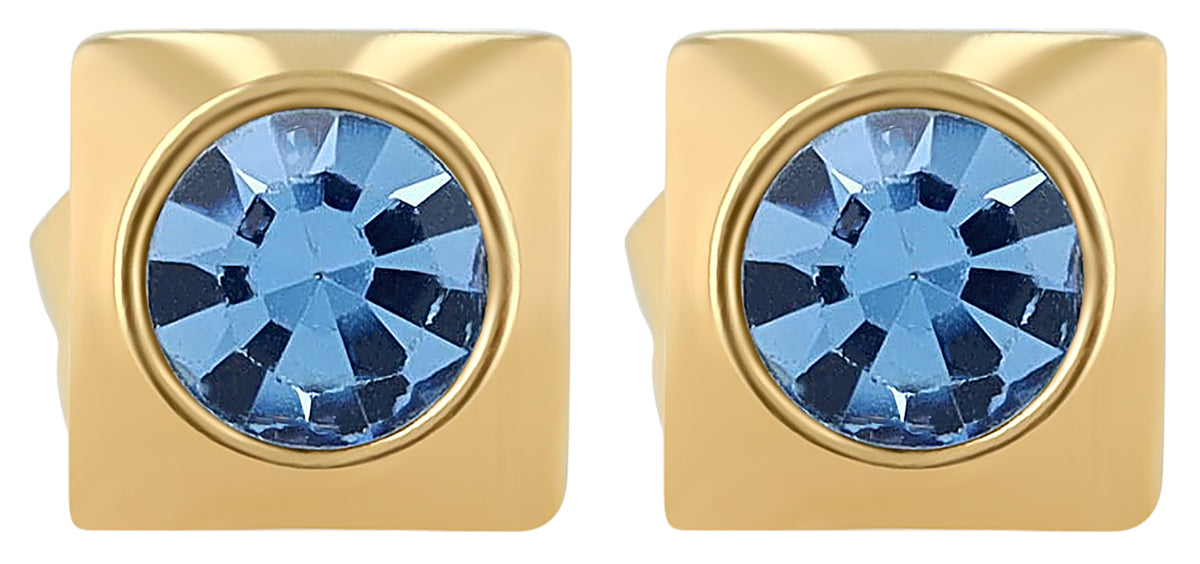 Akzent Ohrstecker "Juli", Edelstahl, Similibesatz blau, goldfarben