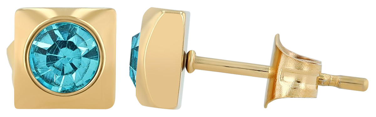 Akzent Ohrstecker "Juli", Edelstahl, Similibesatz grün, goldfarben