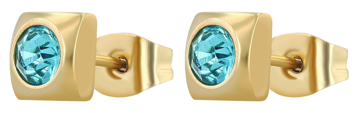 Akzent Ohrstecker "Juli", Edelstahl, Similibesatz grün, goldfarben