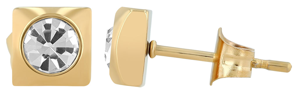 Akzent Ohrstecker "Juli", Edelstahl, Similibesatz weiß, goldfarben