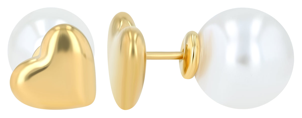 Akzent Ohrstecker "Xabelle", Herz & Perle, Edelstahl, goldfarben