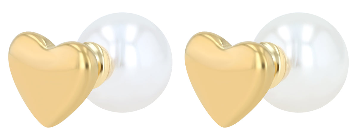 Akzent Ohrstecker "Xabelle", Herz & Perle, Edelstahl, goldfarben