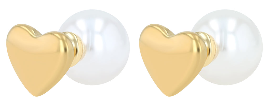 Akzent Xabelle Ohrstecker mit Herz und Perle, Gold oder Silber