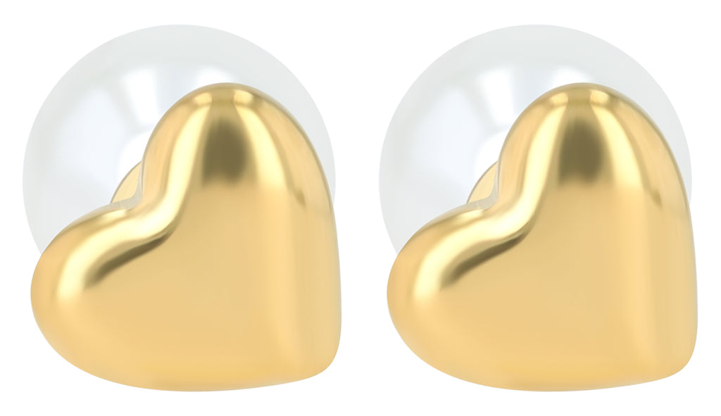Akzent Xabelle Ohrstecker mit Herz und Perle, Gold oder Silber