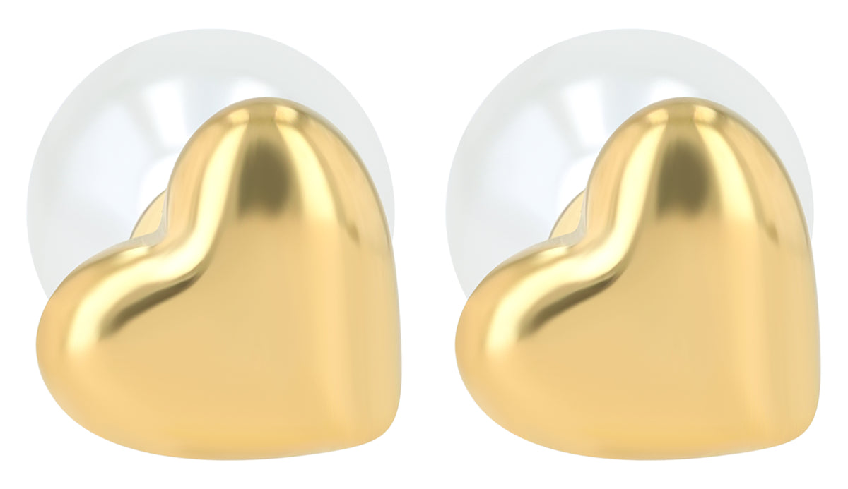 Akzent Xabelle Ohrstecker mit Herz und Perle, Gold oder Silber