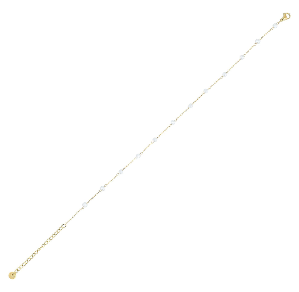"Dafi" Fußkettchen, Edelstahl mit Kunstperlen, 24 + 5 cm, goldfarben