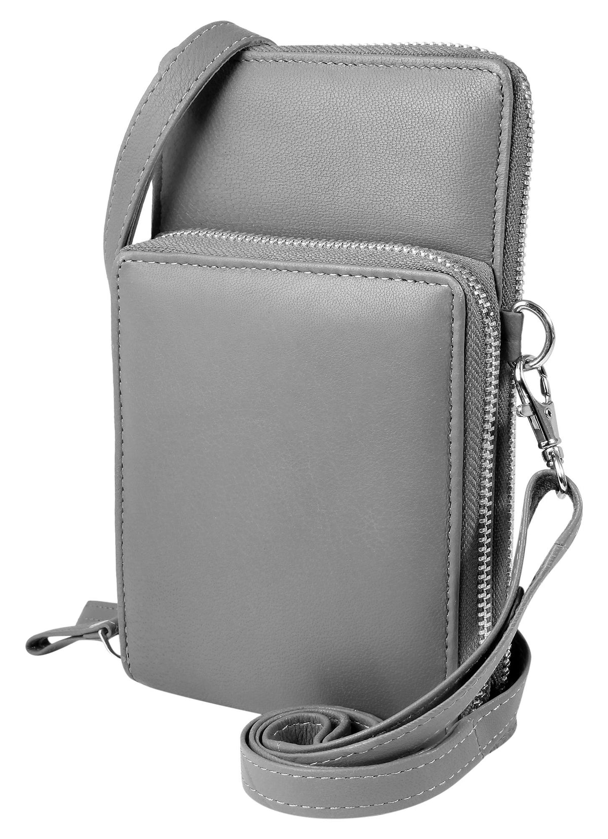 Akzent Handytasche Echtleder, Crossbody mit Minigeldbörse, rosa, schwarz