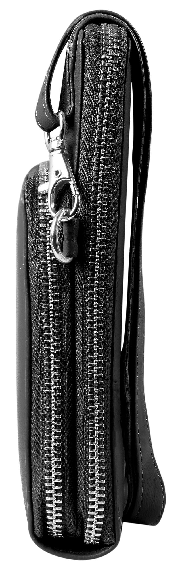 Akzent Handytasche Echtleder, Crossbody mit Minigeldbörse, rosa, schwarz