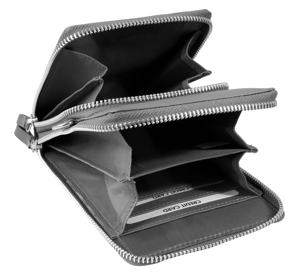 Akzent Handytasche Echtleder, Crossbody mit Minigeldbörse, rosa, schwarz