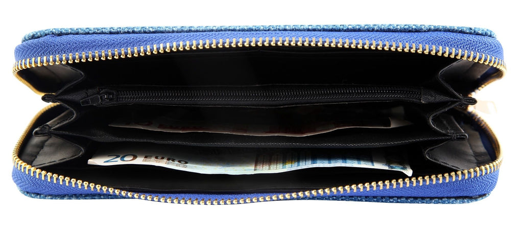 Cham Cham Damen Geldbörse Lederimitat Blau – Querformat Modisch