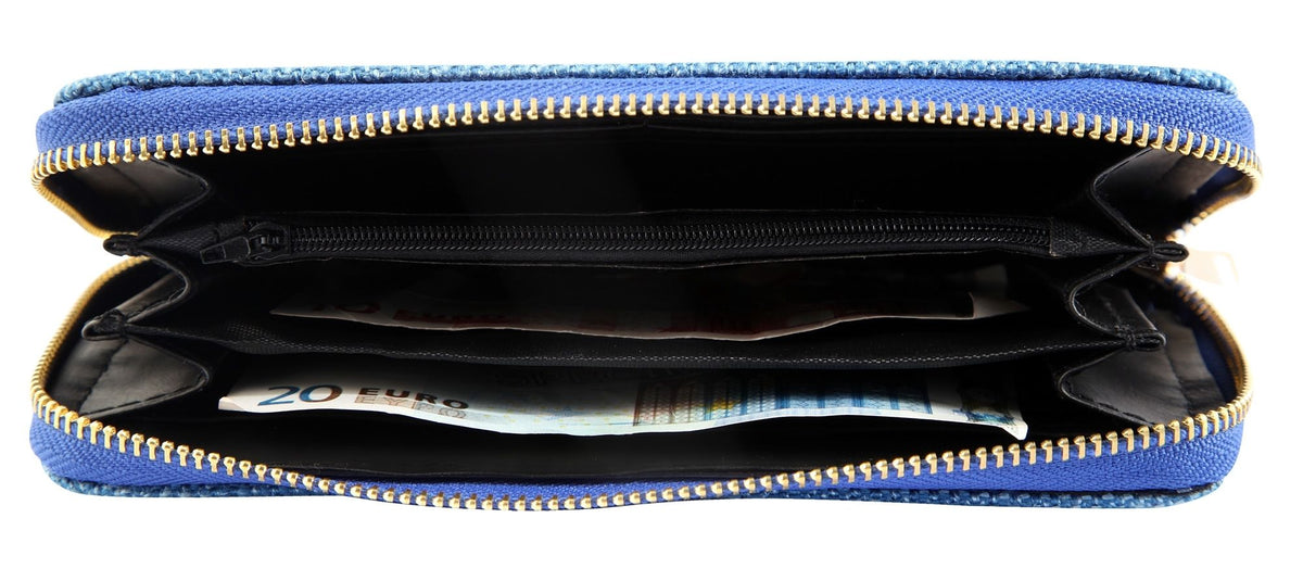 Cham Cham Damen Geldbörse Lederimitat Blau – Querformat Modisch