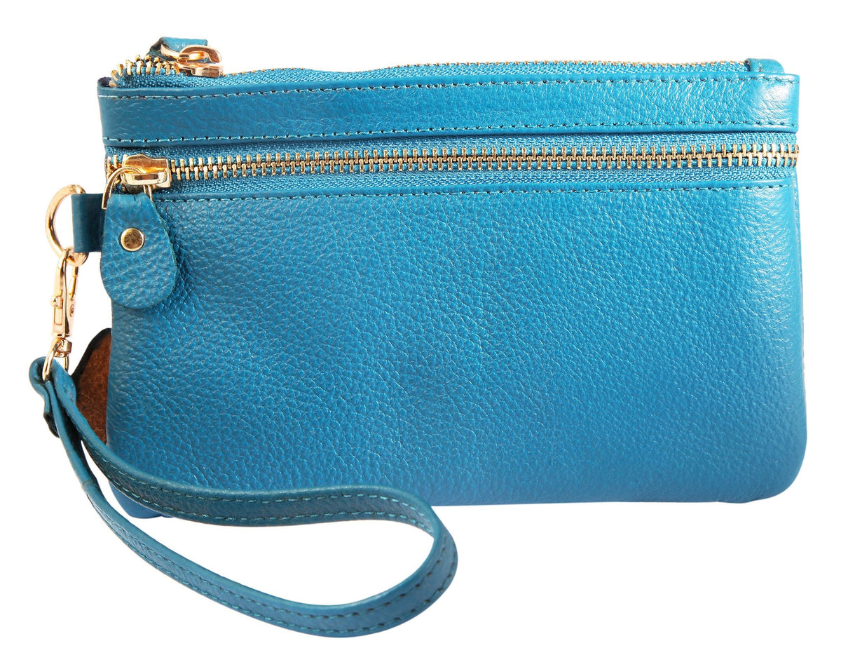 Leonardo Verrelli Damen-Geschenkset Echtleder Blau/Mint – Tasche & Kartenmäppchen