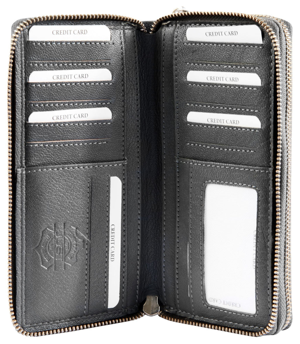 JUST Echt Leder Geldbörse RFID inkl. Box – Schwarz, Grau & Braun