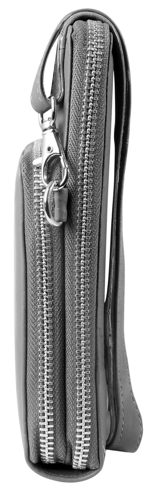 Akzent Handytasche Echtleder, Crossbody mit Minigeldbörse, rosa, schwarz