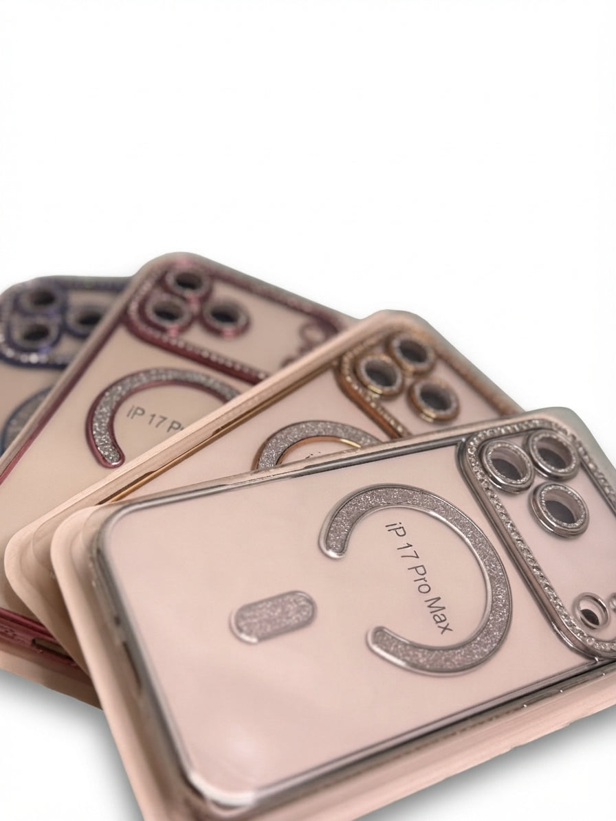 Handyhülle für iPhone 17 Pro Max mit funkelndem Rahmen