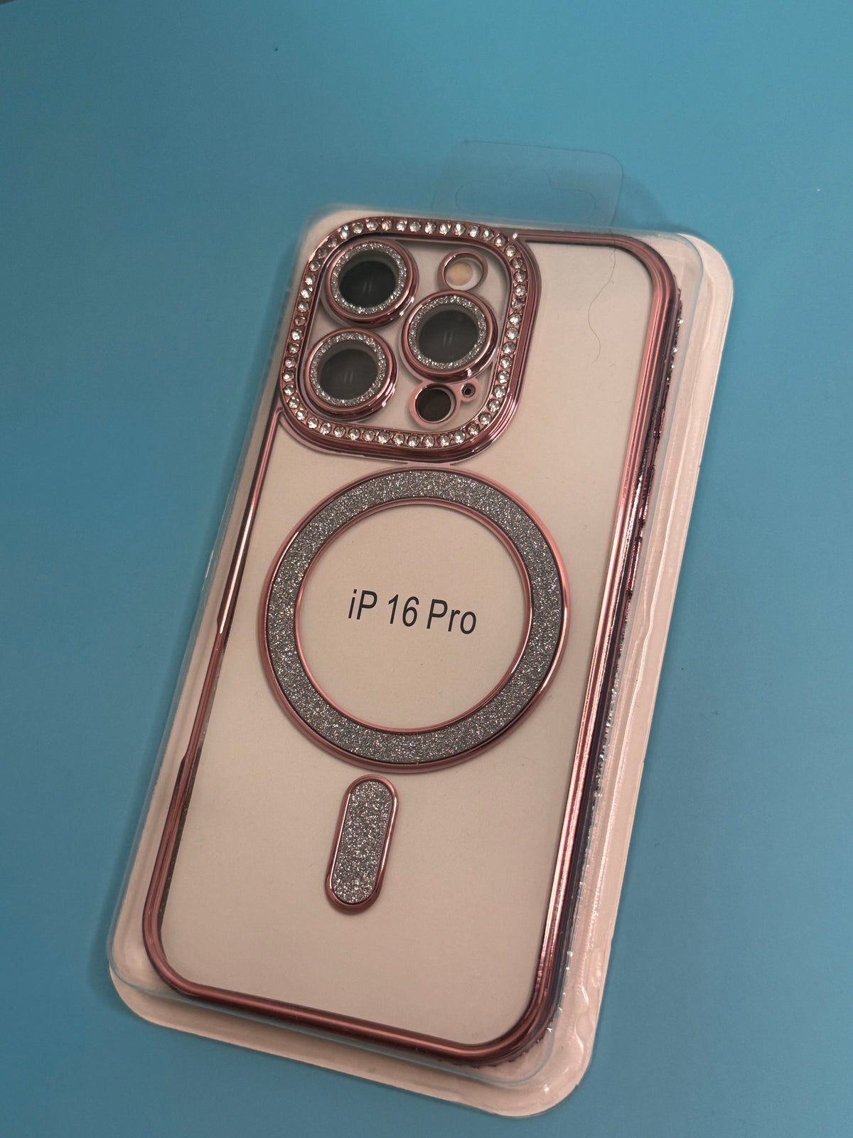 Handyhülle für iPhone 16 Pro mit funkelndem Rahmen