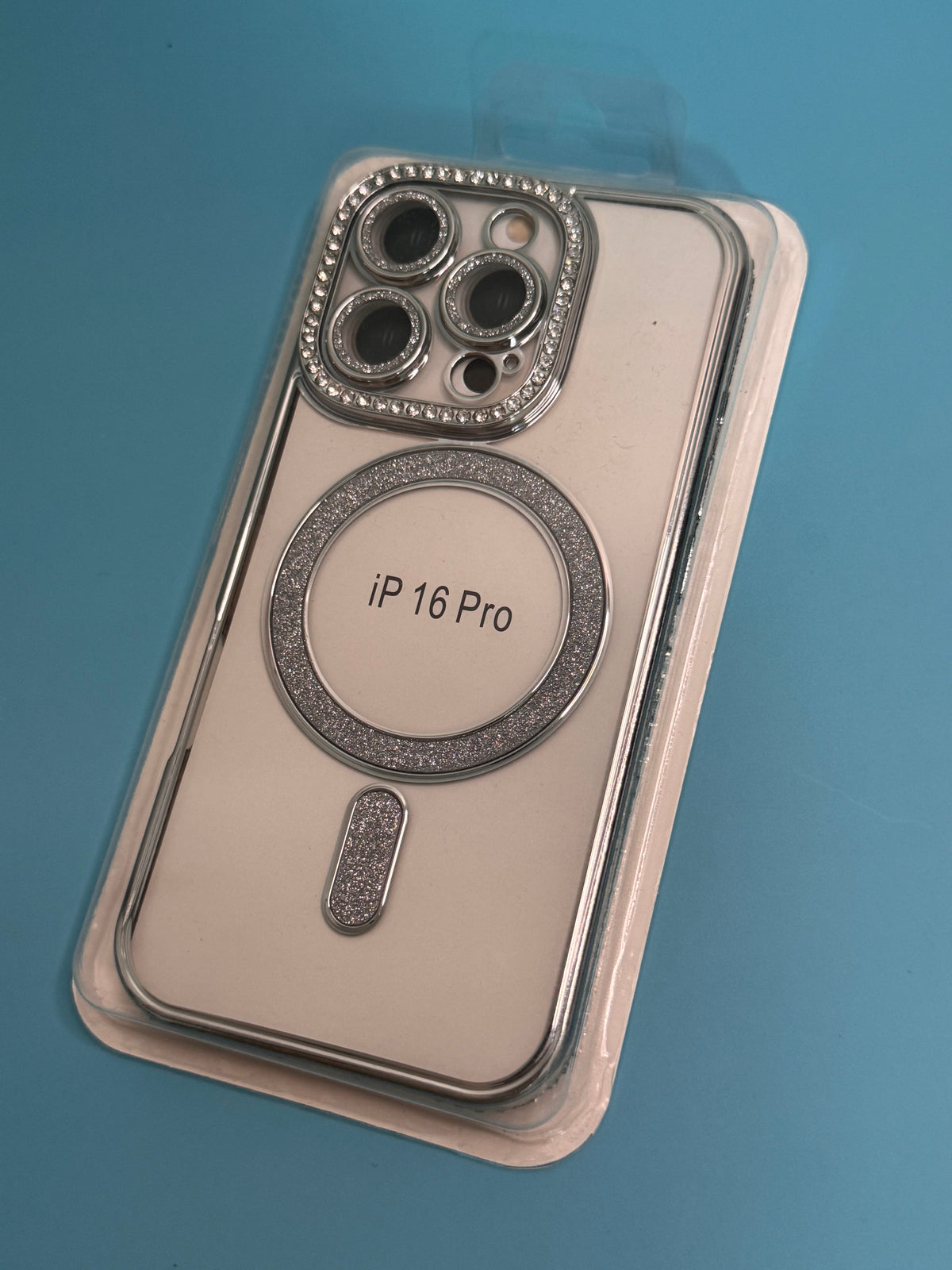 Handyhülle für iPhone 16 Pro mit funkelndem Rahmen