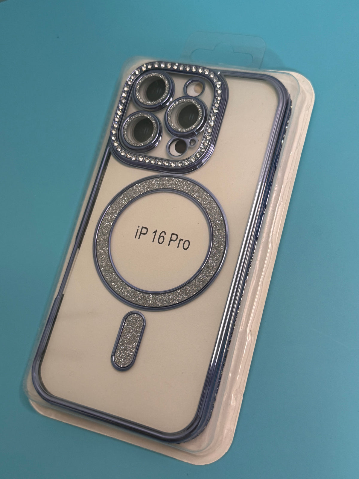 Handyhülle für iPhone 16 Pro mit funkelndem Rahmen