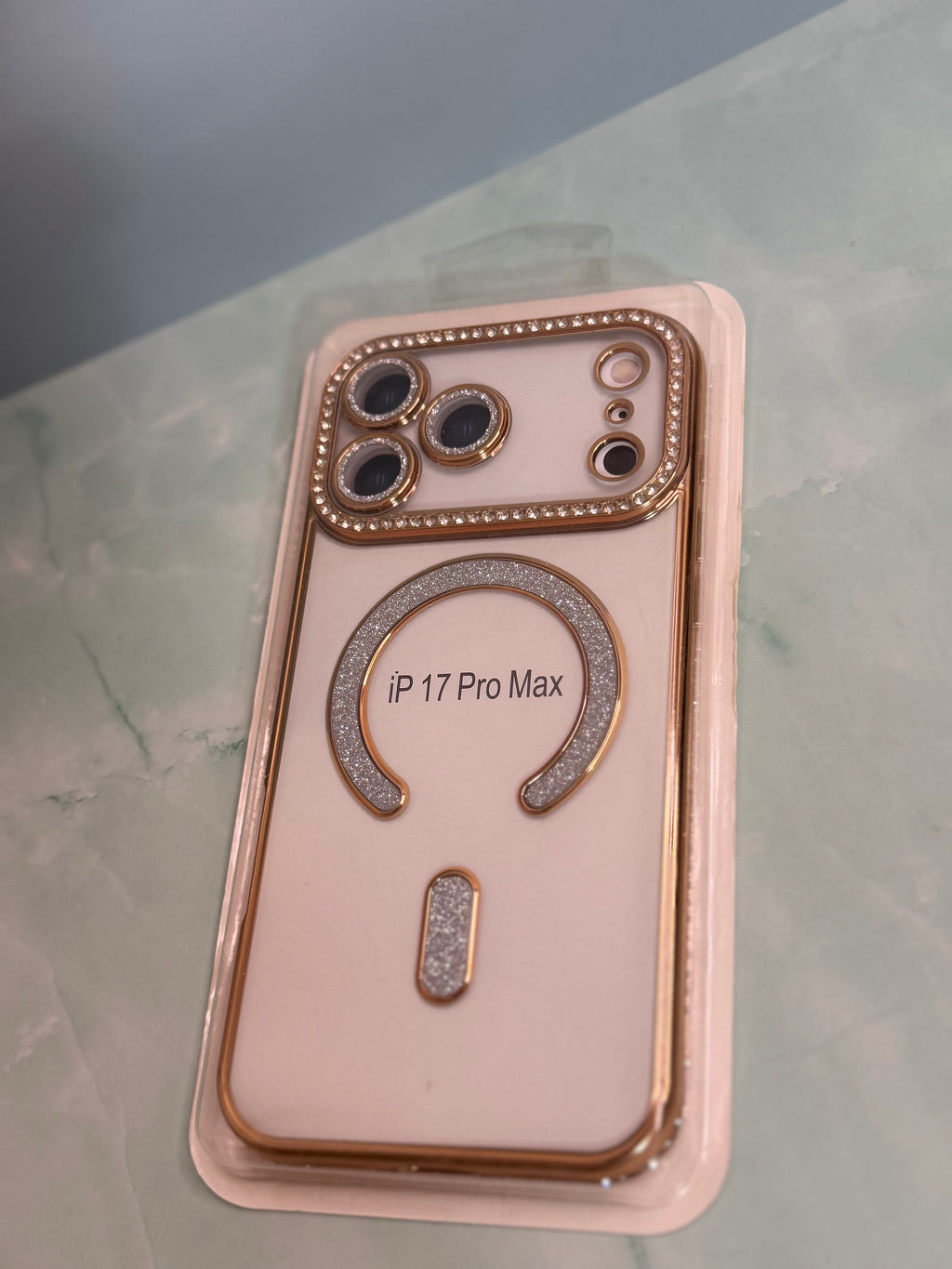 Handyhülle für iPhone 17 Pro Max mit funkelndem Rahmen