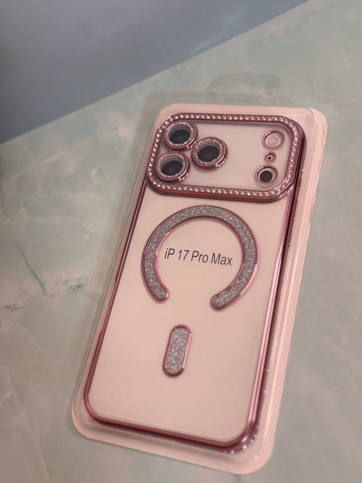 Handyhülle für iPhone 17 Pro Max mit funkelndem Rahmen