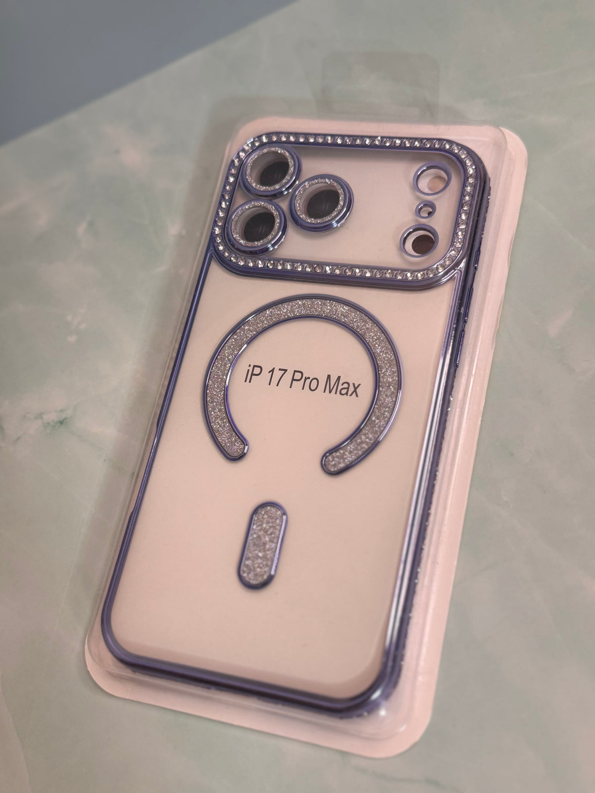 Handyhülle für iPhone 17 Pro Max mit funkelndem Rahmen