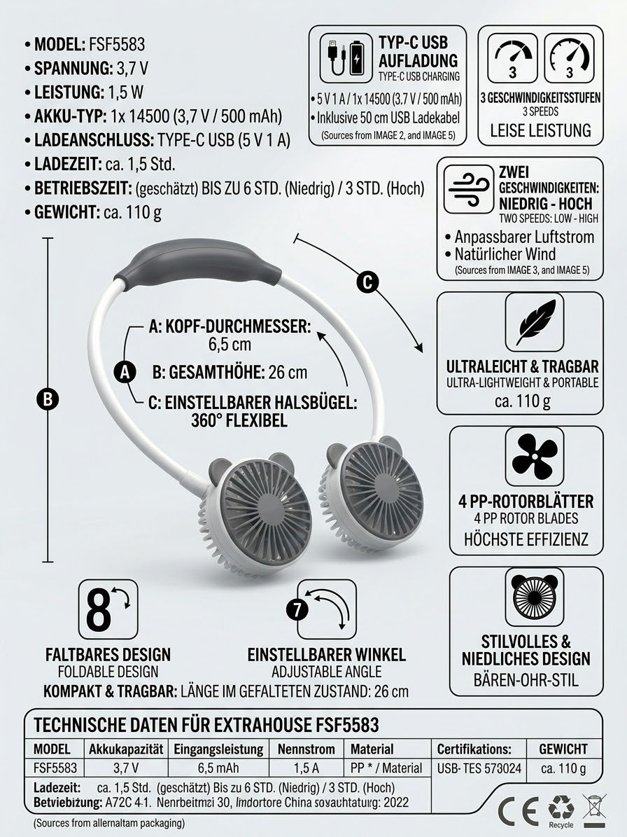 Halsventilator FSF5583 mit zwei Geschwindigkeitsstufen