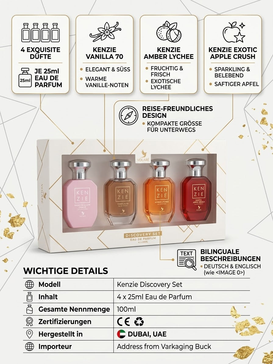 VOLARE KENZIE Discovery Set – 4 Eau de Parfum à 25 ml